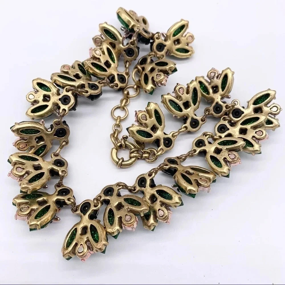 J. Crew Green Glitter Jeweled Necklace